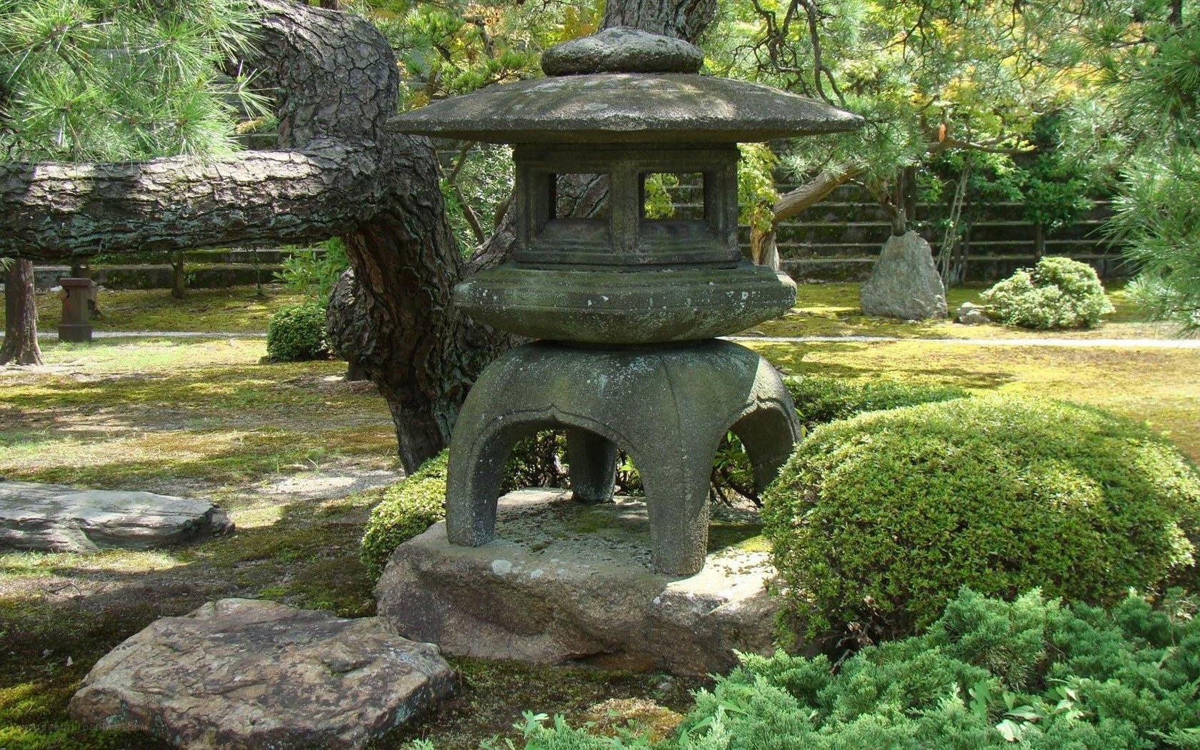 Japanese garden stone lantern