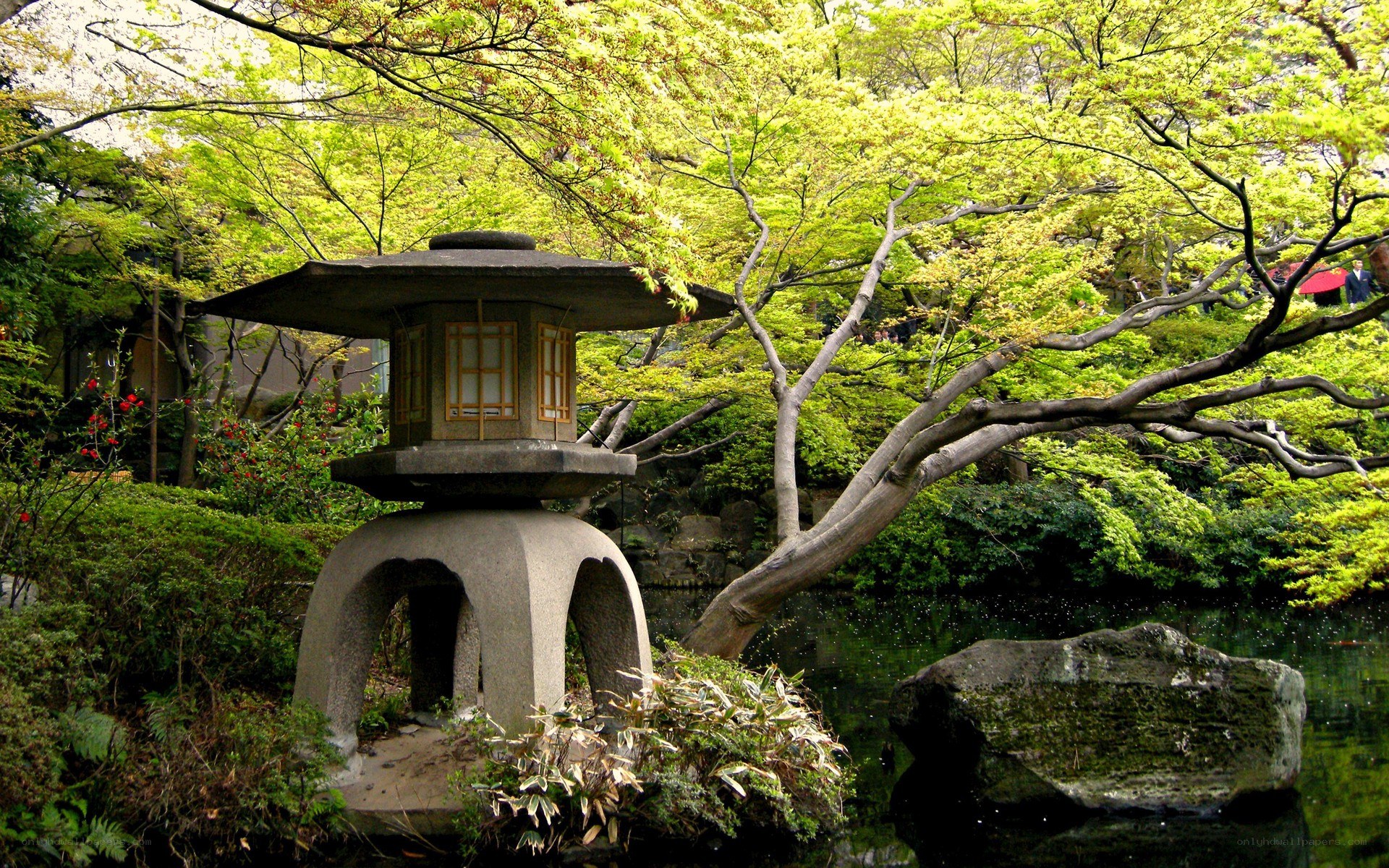 Japanese garden stone lantern