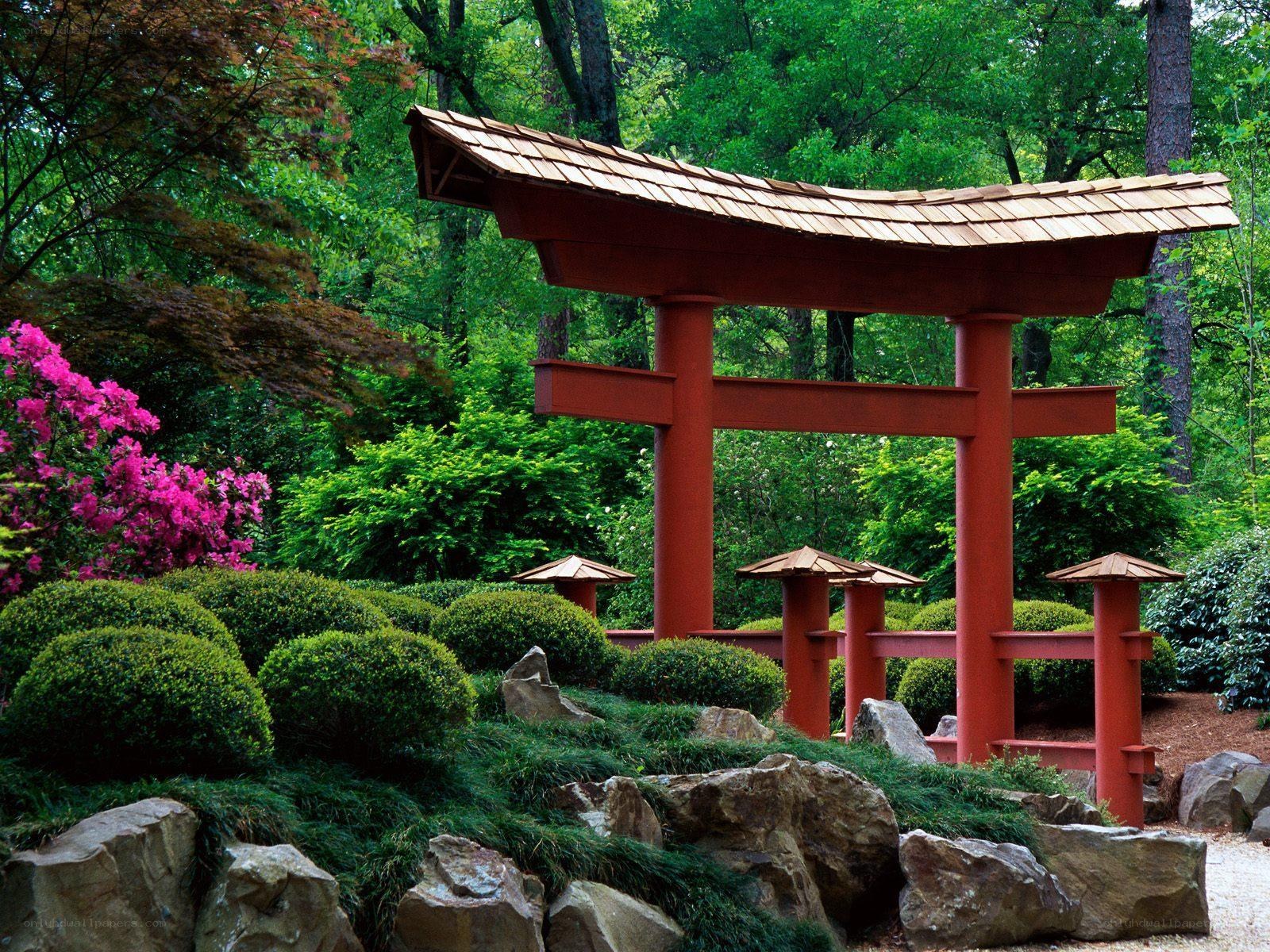 Japanese garden torii gate