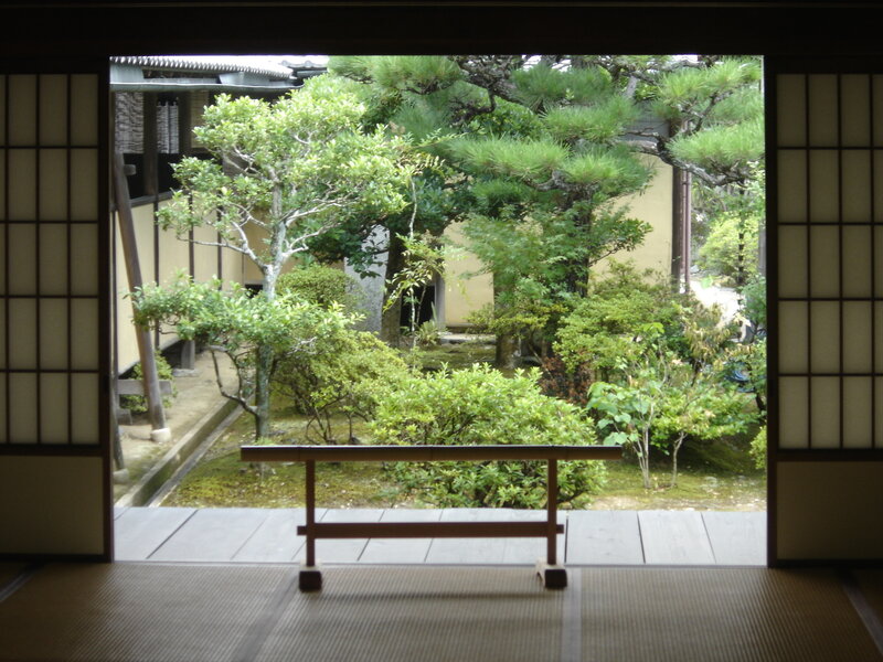 Japanese garden view from interior