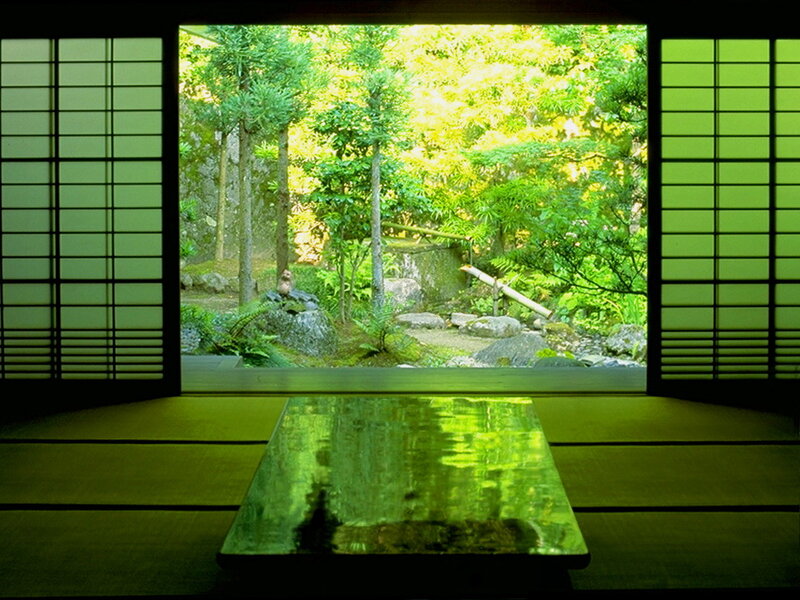 Japanese garden view from room