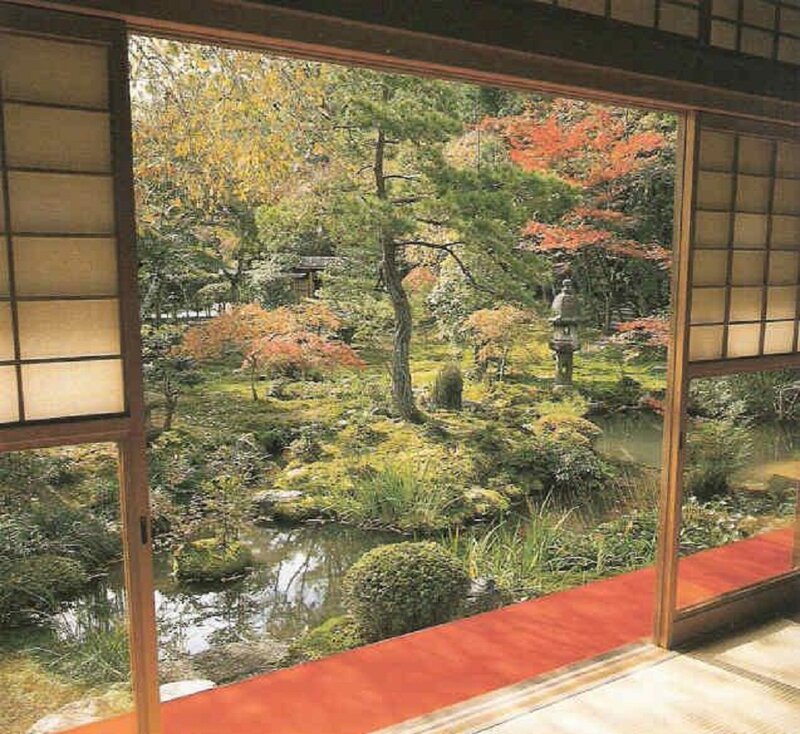 Japanese Garden View — Green, Serene, Autumn