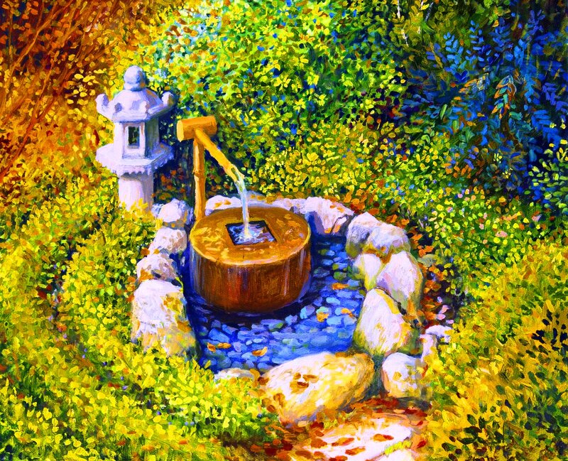 Japanese Garden Water Feature — Green