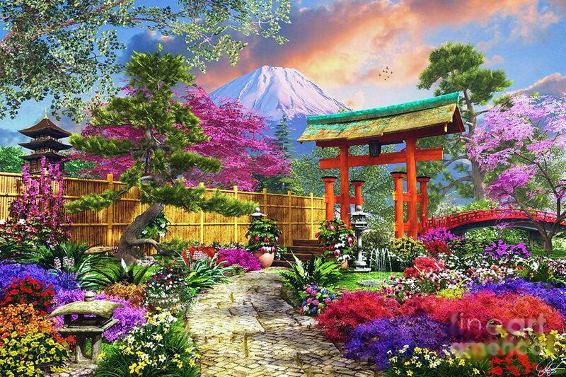 Japanese Garden with Mountain
