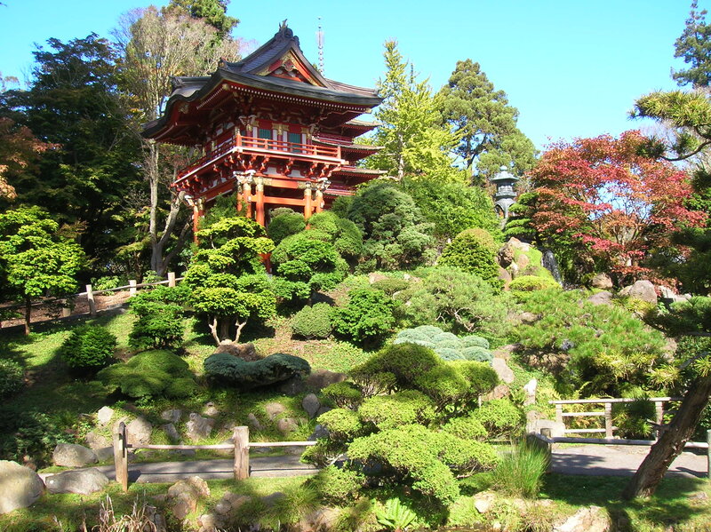 Japanese garden with pagoda