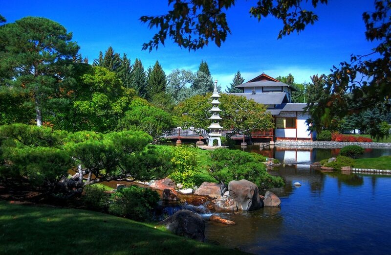 Japanese Garden with Pond — Blue