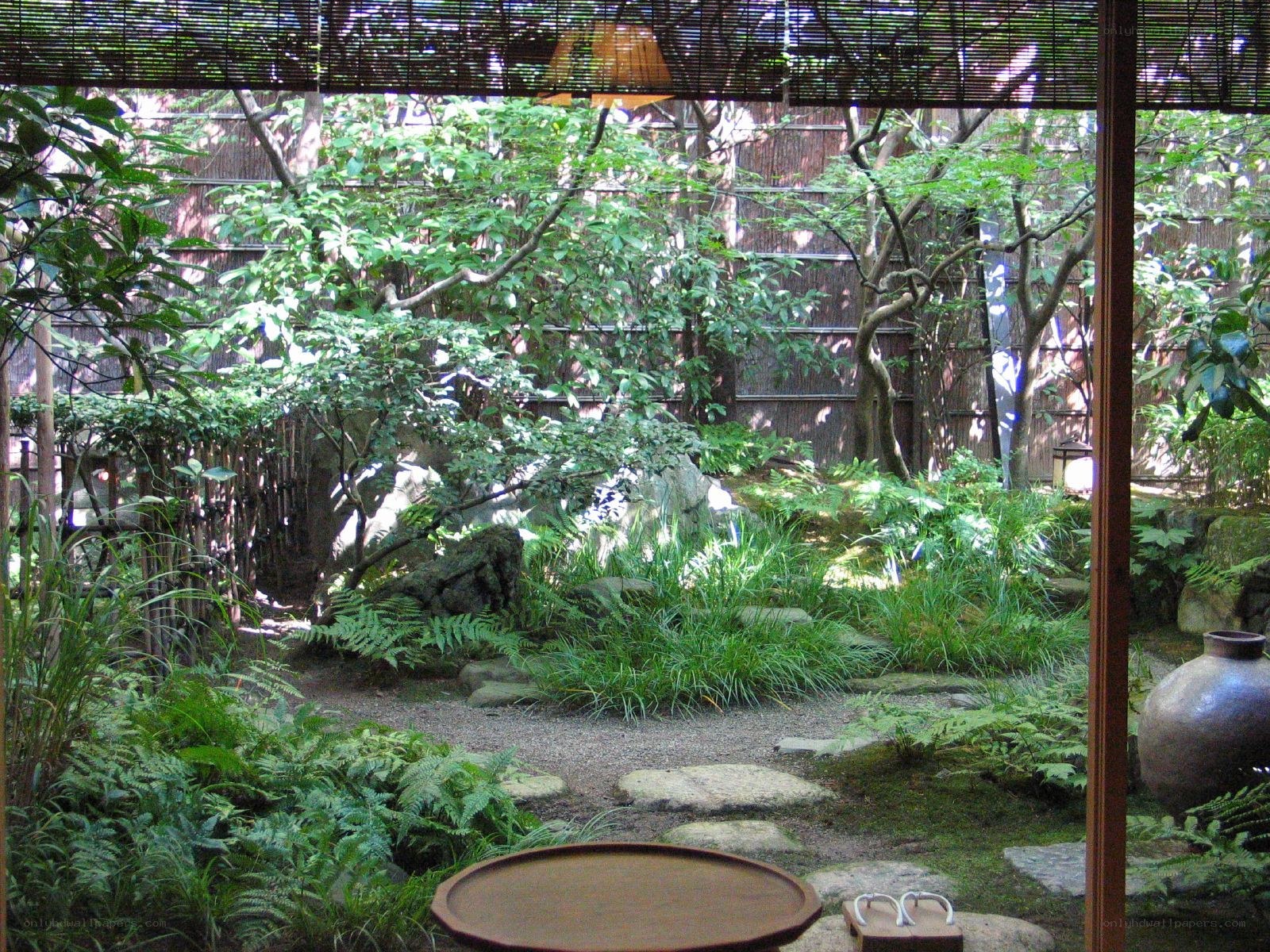 Japanese garden with stone path