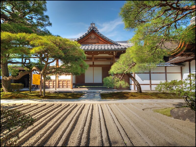 Japanese Garden with Temple — Green