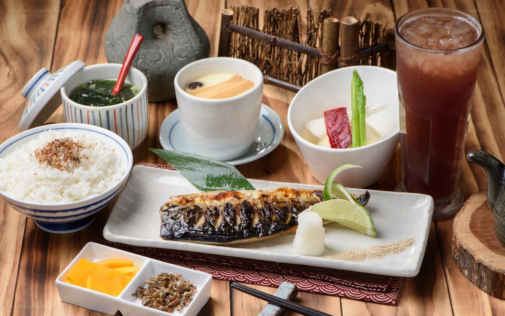 Japanese grilled fish meal
