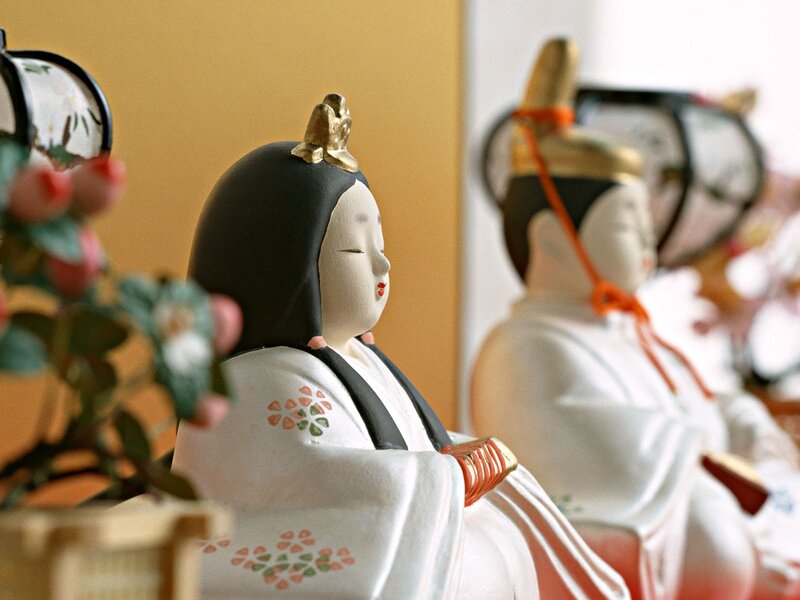 Japanese Hina dolls in display