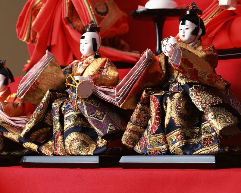 Japanese Hina dolls on display
