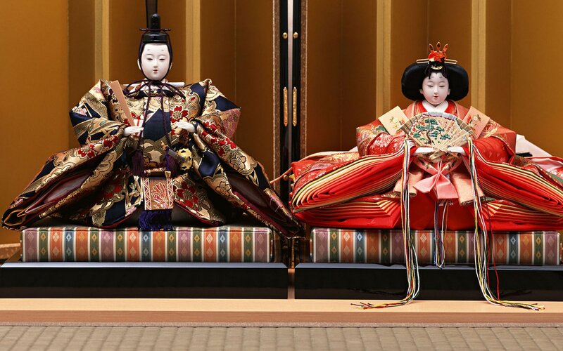 Japanese Hina dolls on display