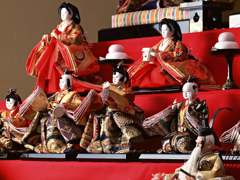 Japanese Hina dolls on display
