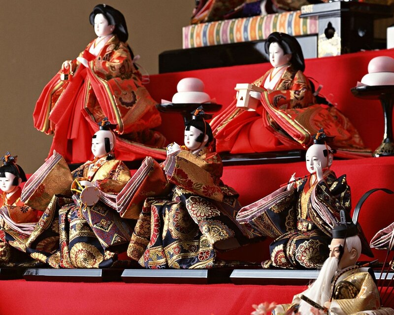 Japanese Hina dolls on display
