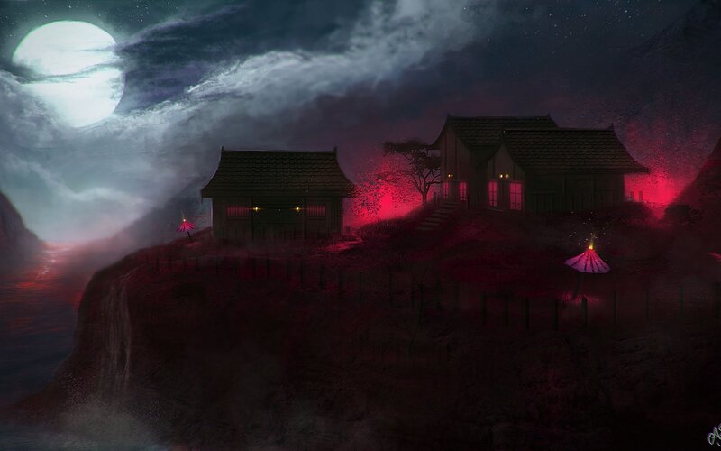 Japanese Houses on Cliff