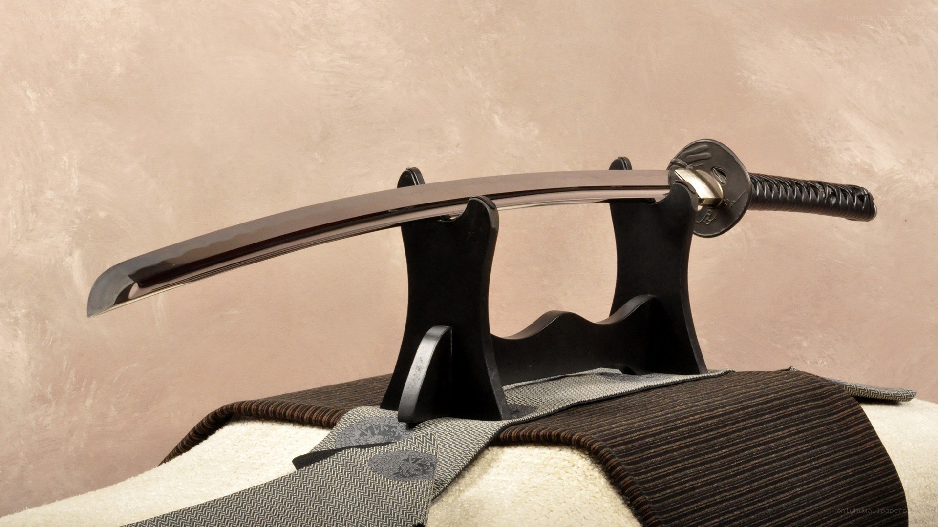 Japanese katana on display stand