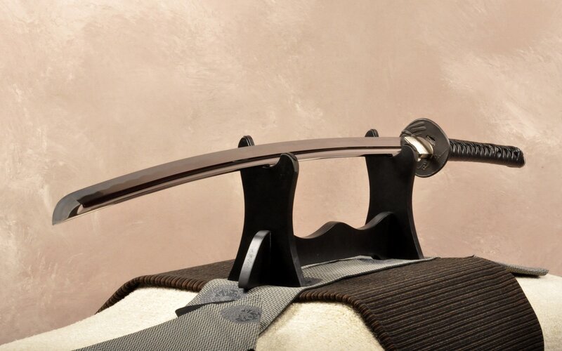 Japanese katana on display stand