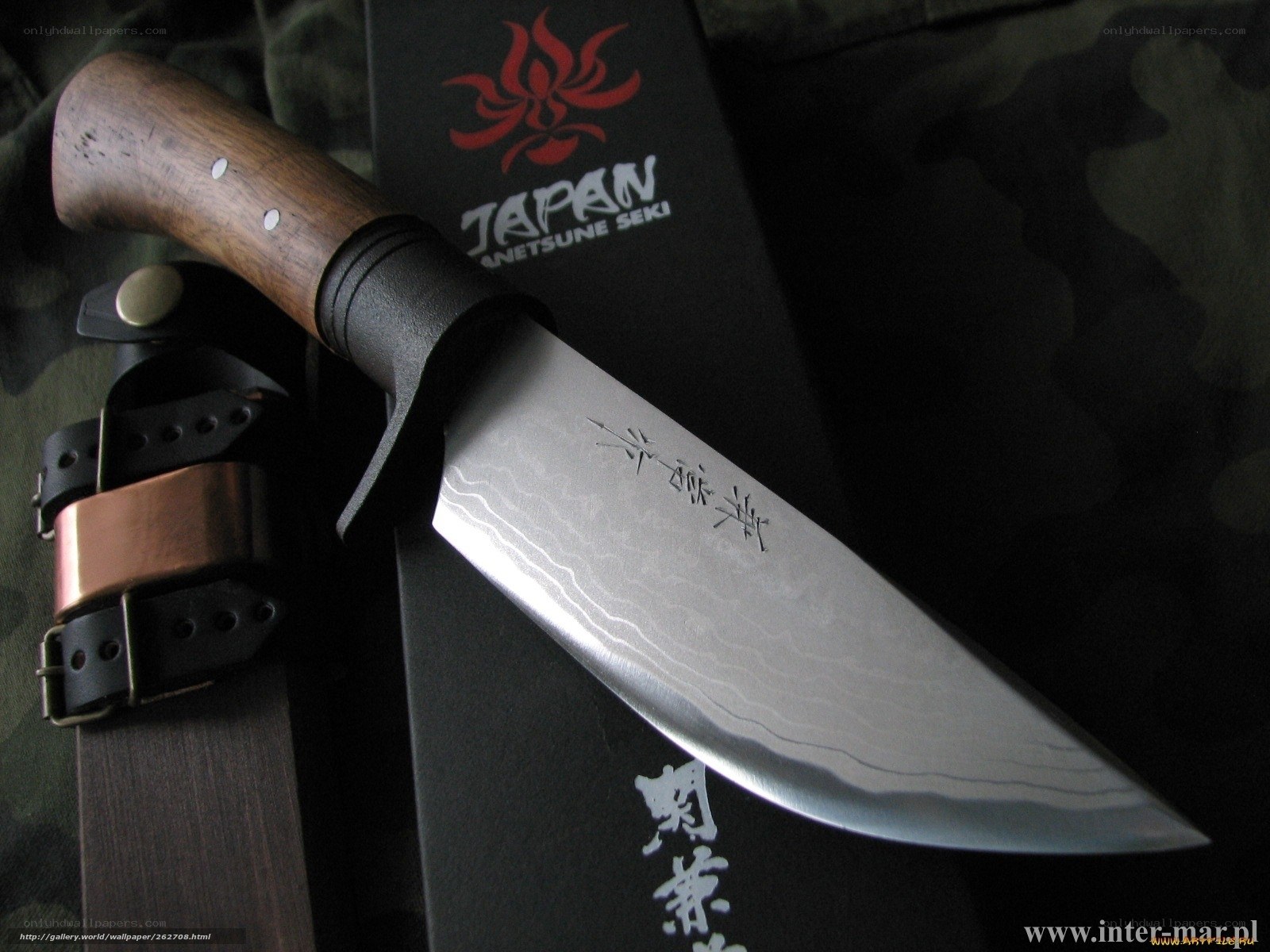Japanese knife with wooden handle