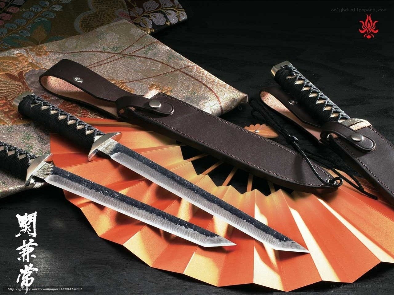 Japanese knives on fan