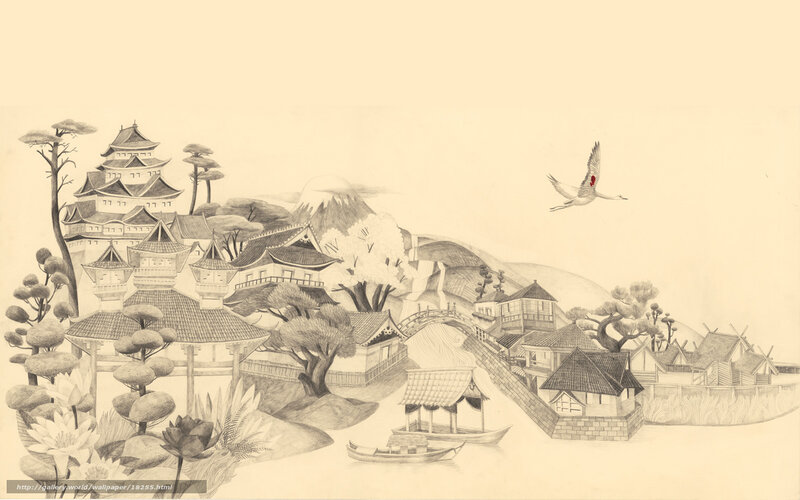 Japanese landscape drawing