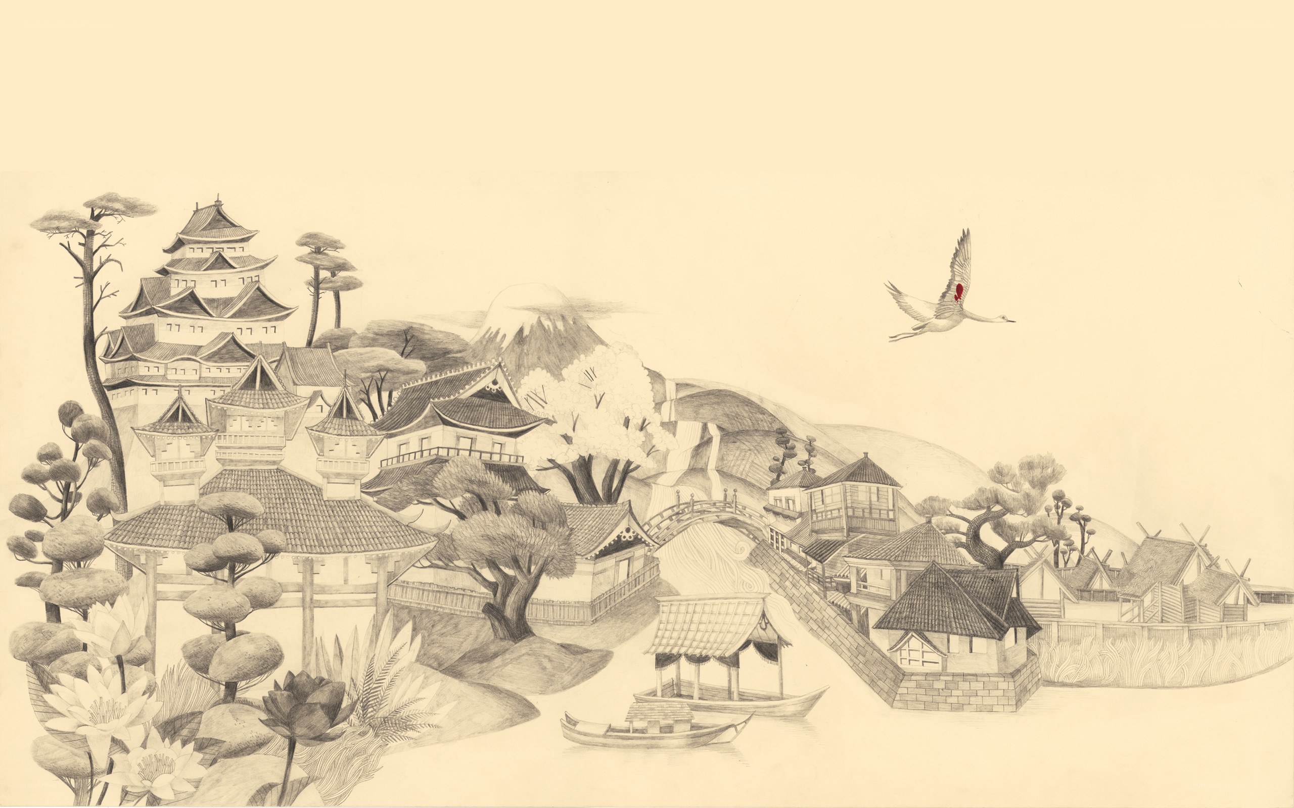 Japanese landscape illustration