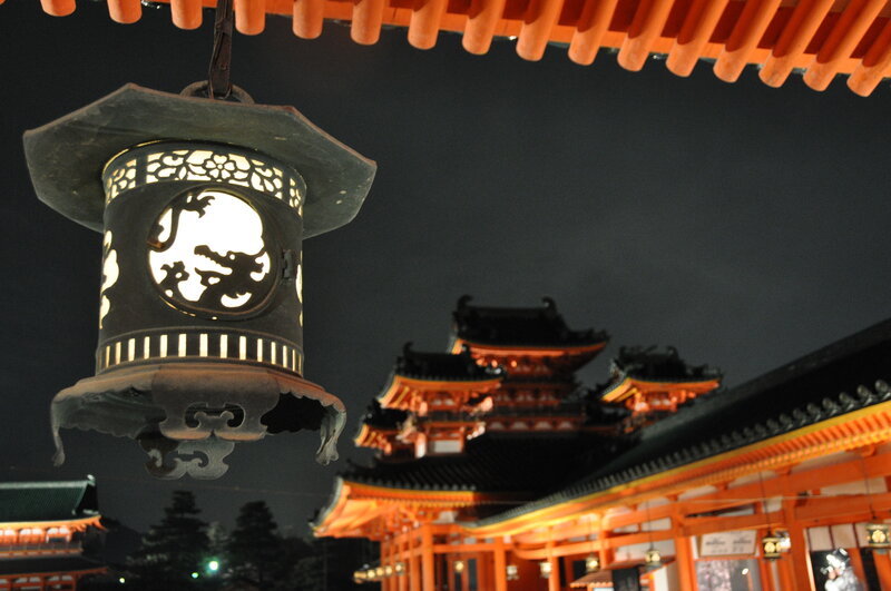 Japanese lantern at night