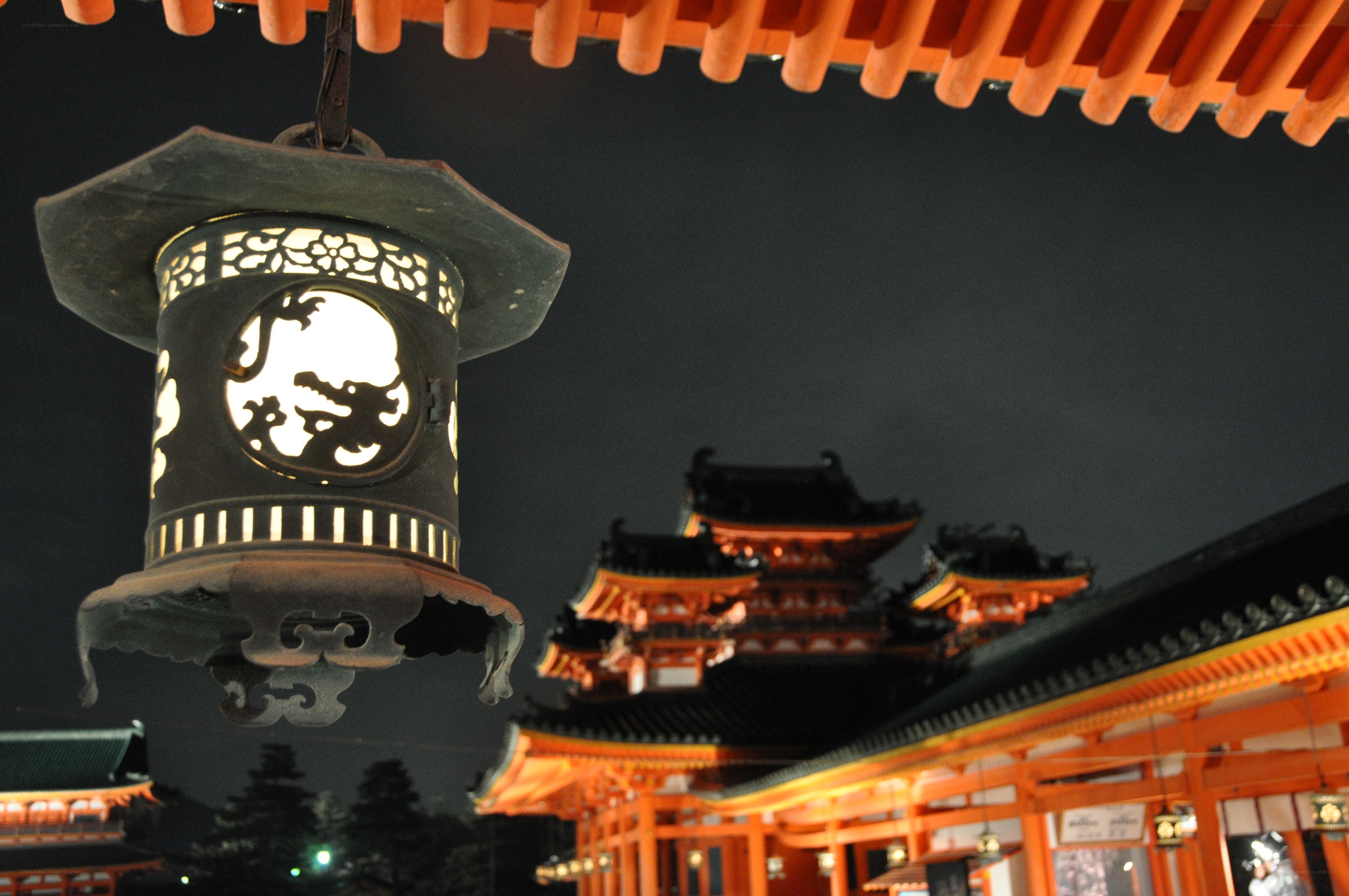 Japanese lantern at night