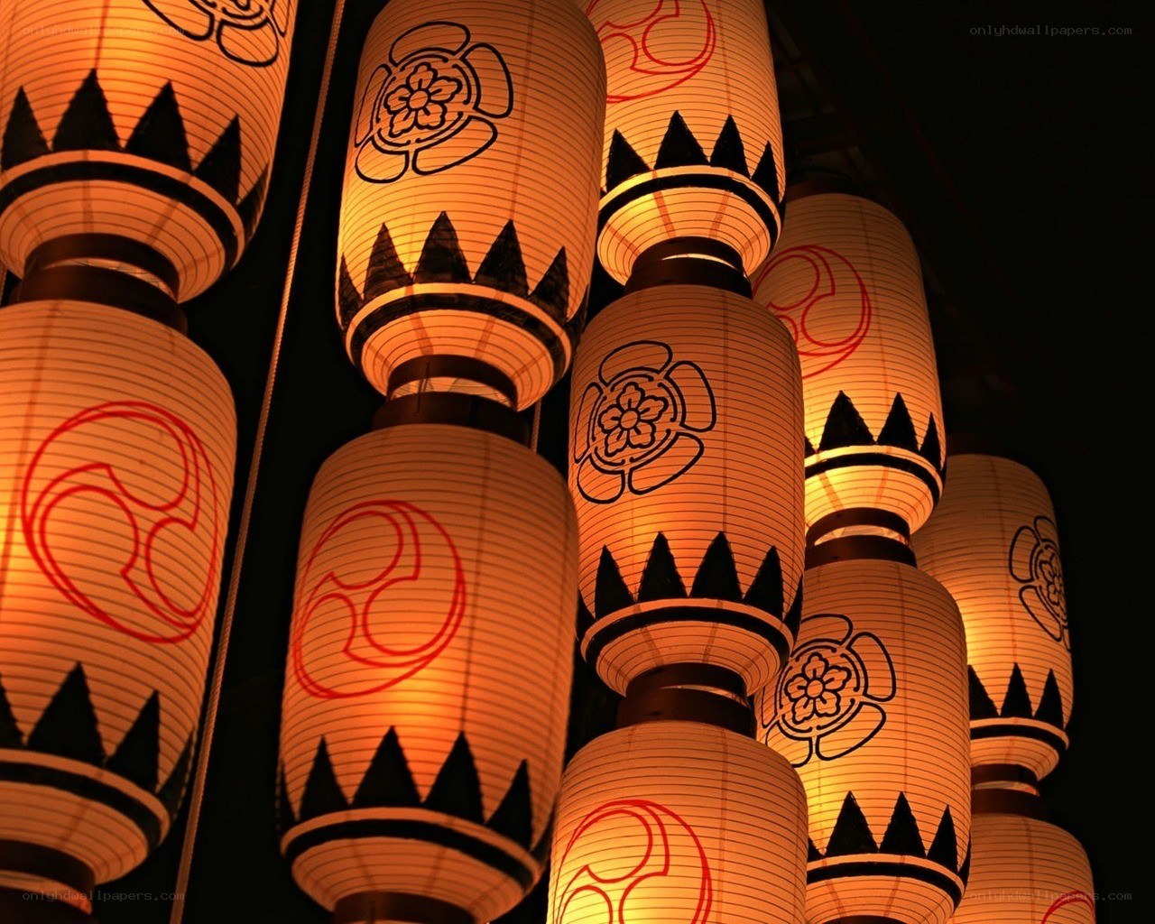 Japanese lanterns at night