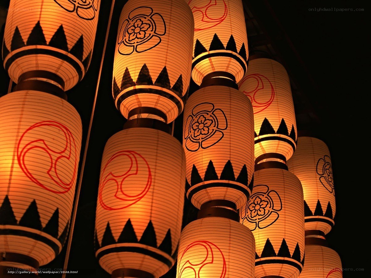 Japanese lanterns at night