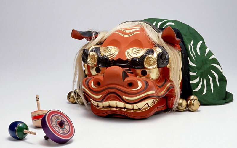 Japanese lion dance mask and toys