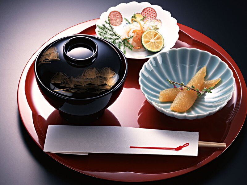 Japanese meal set on tray