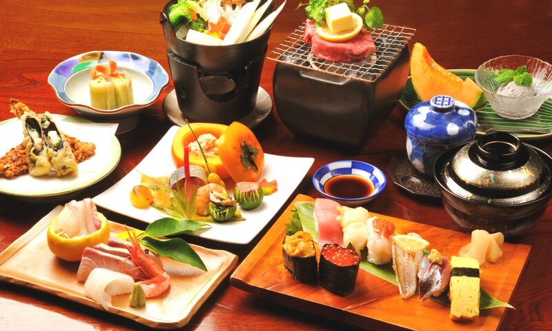 Japanese Meal Spread — Brown, Appetizing, Photograph, Sushi