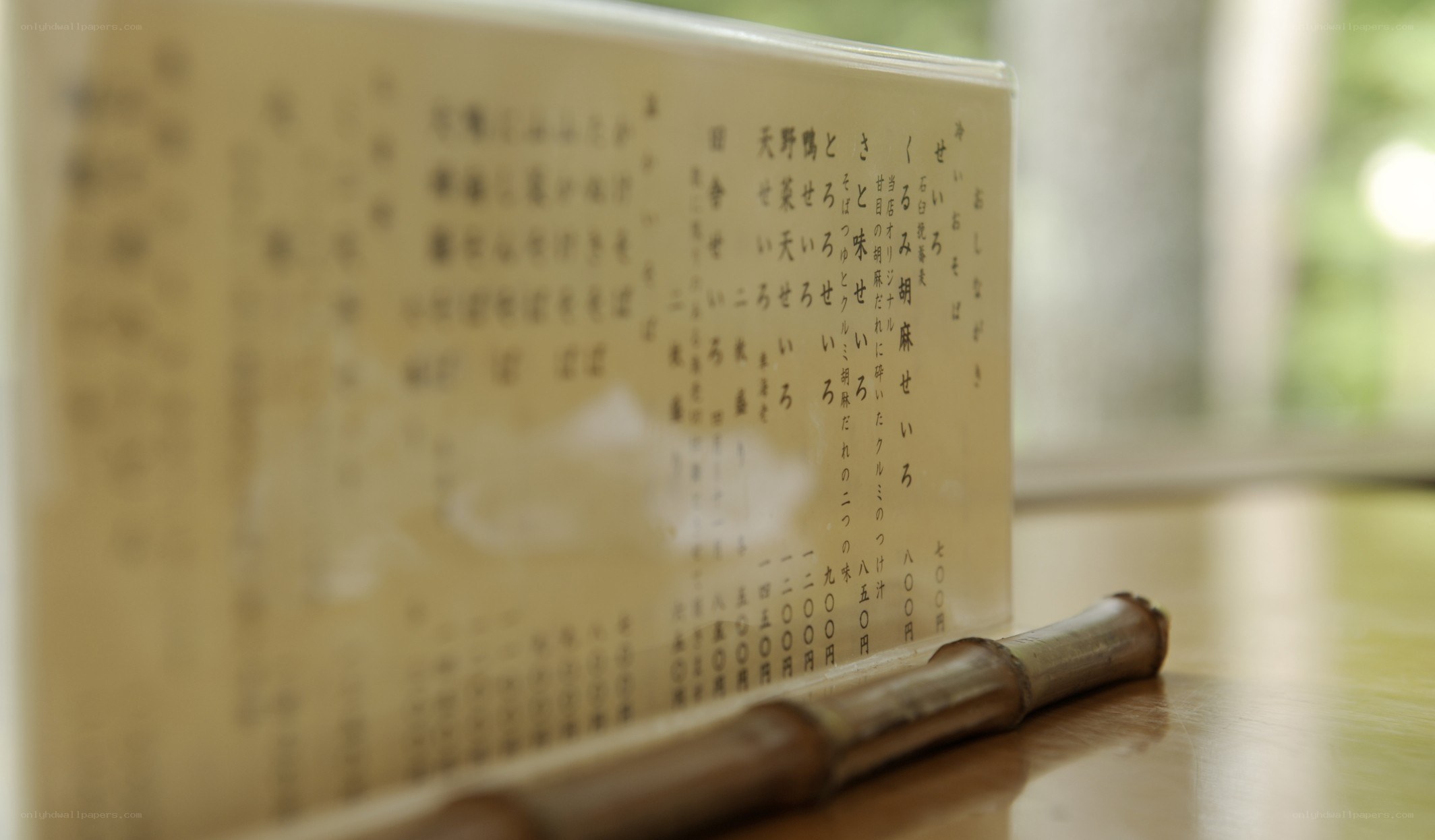 Japanese menu and chopsticks