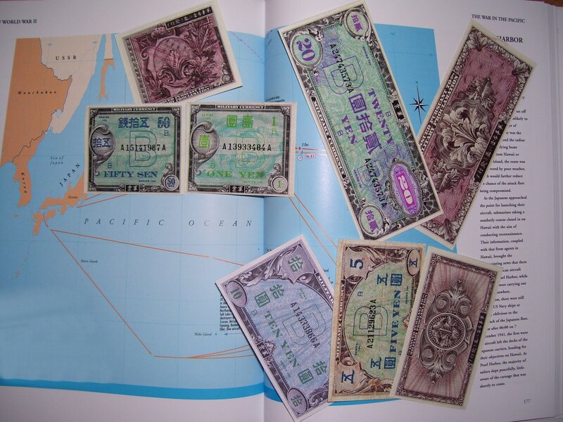 Japanese military currency on map
