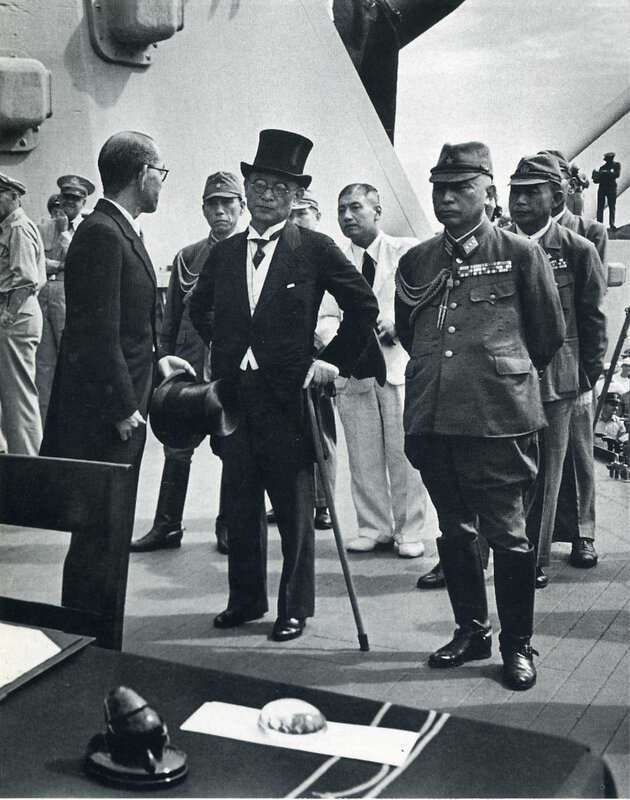 Japanese military officials on ship deck