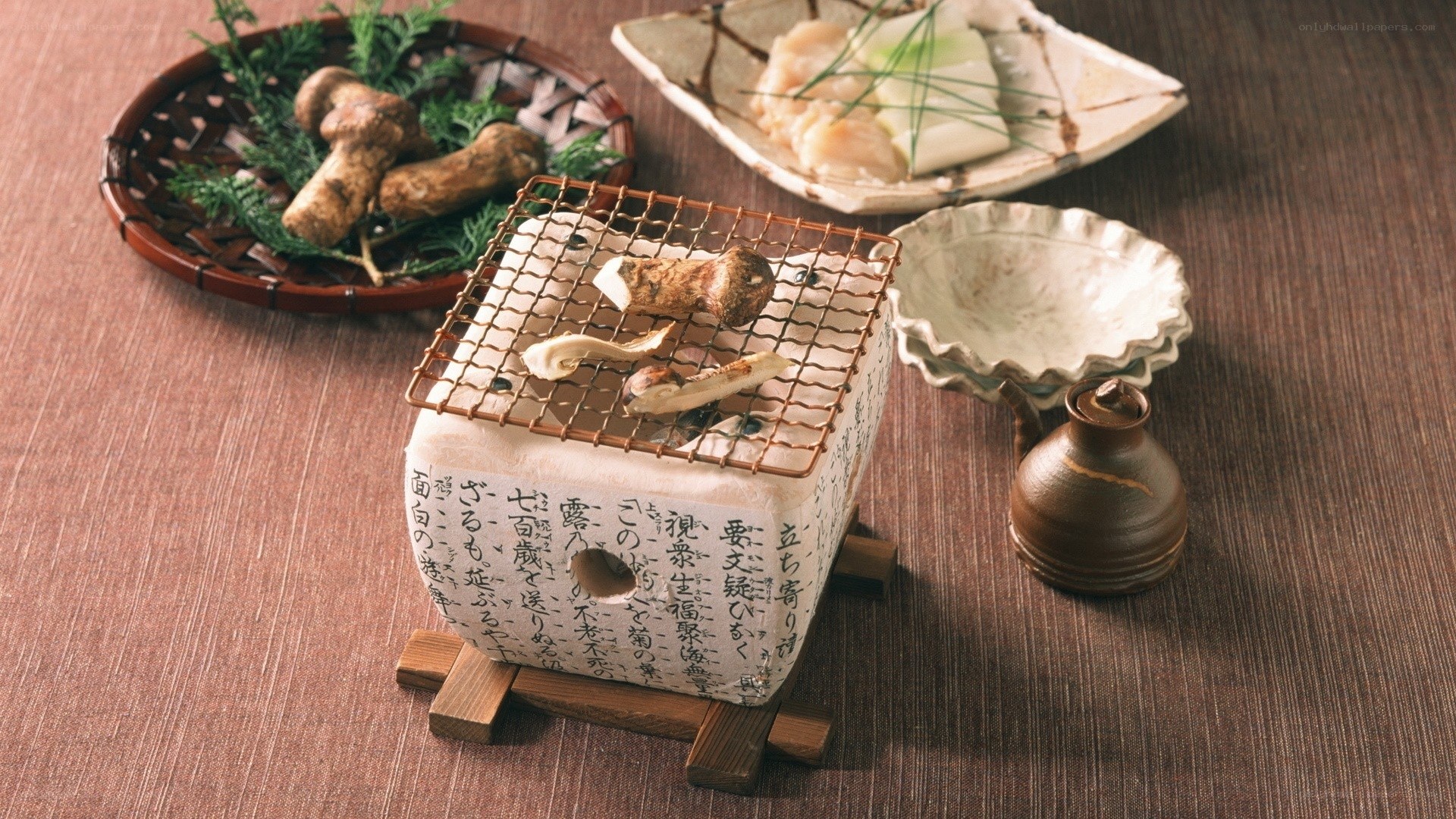 Japanese mushroom grill setup