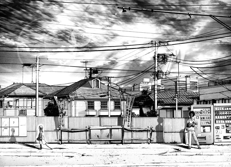 Japanese neighborhood street scene