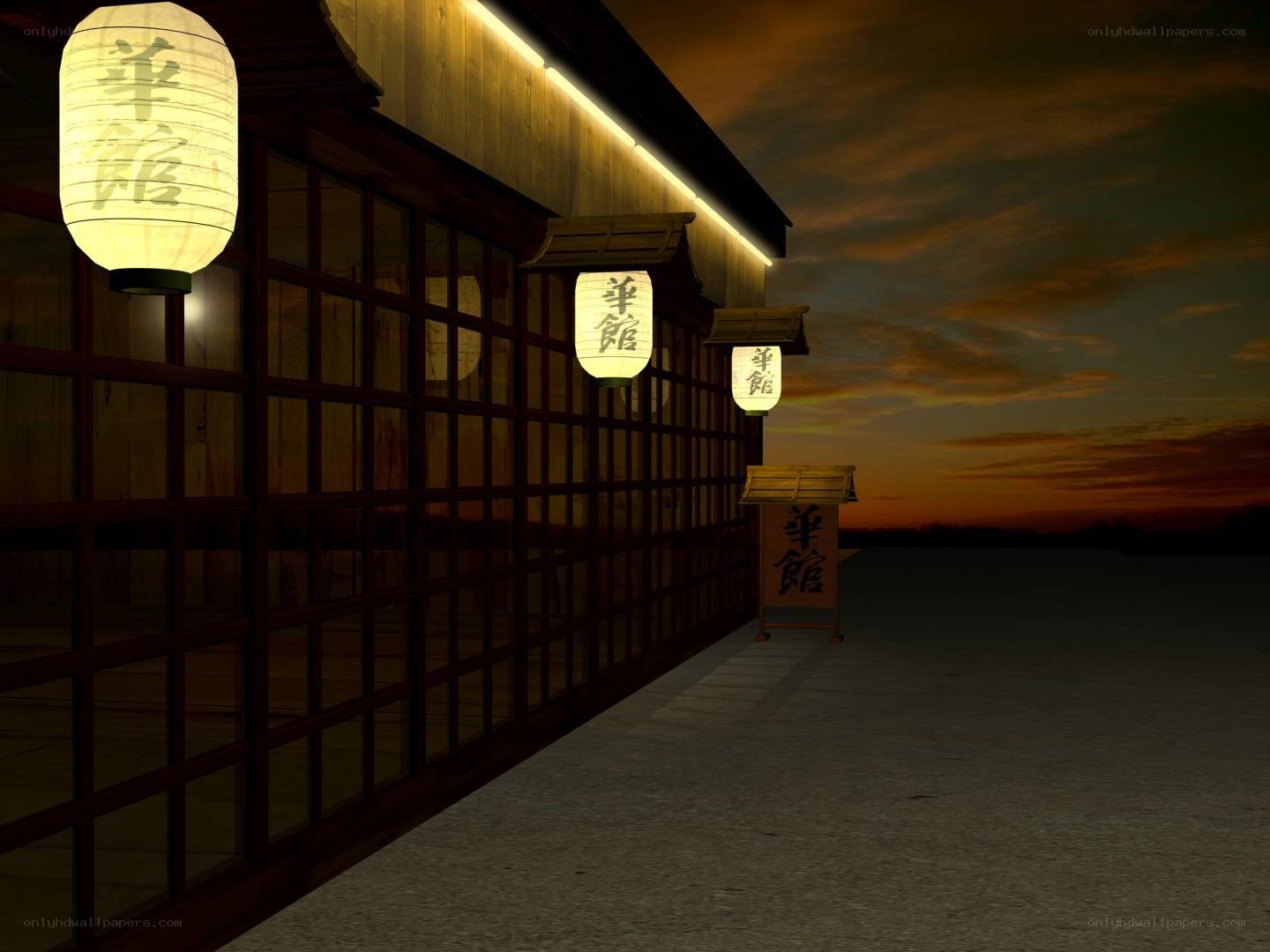 Japanese restaurant at dusk
