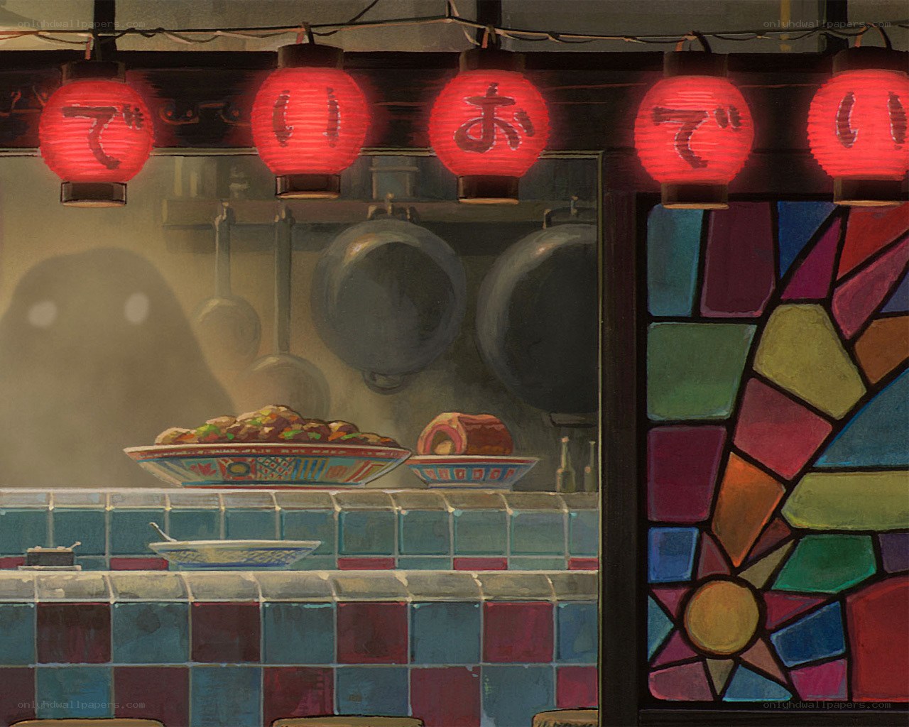 Japanese restaurant kitchen scene