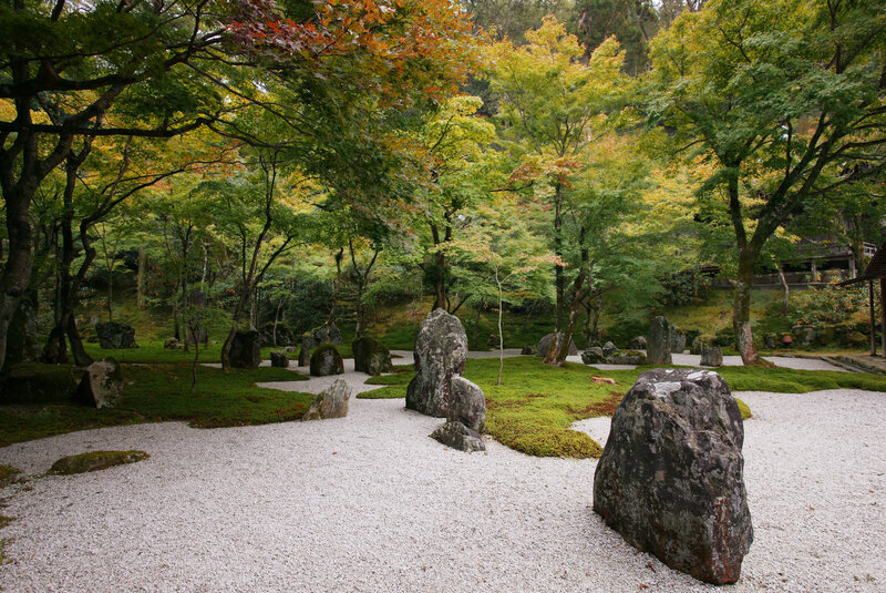 Japanese rock garden in autumn