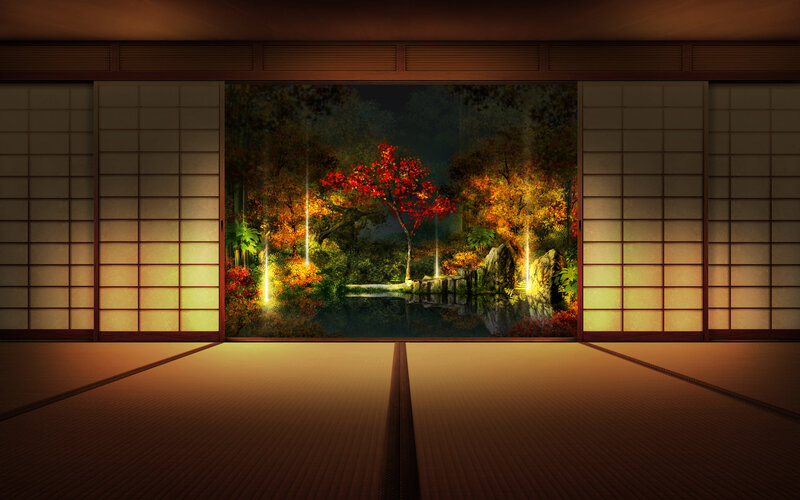 Japanese room with garden view
