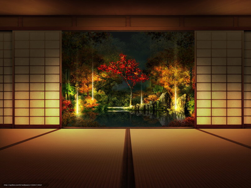 Japanese Room with Garden View — Brown