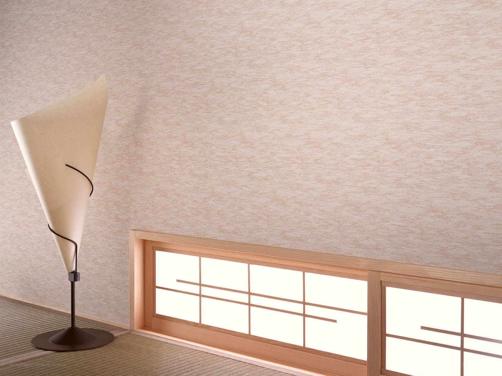 Japanese room with paper lamp