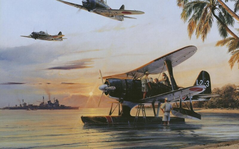 Japanese seaplane at tropical base