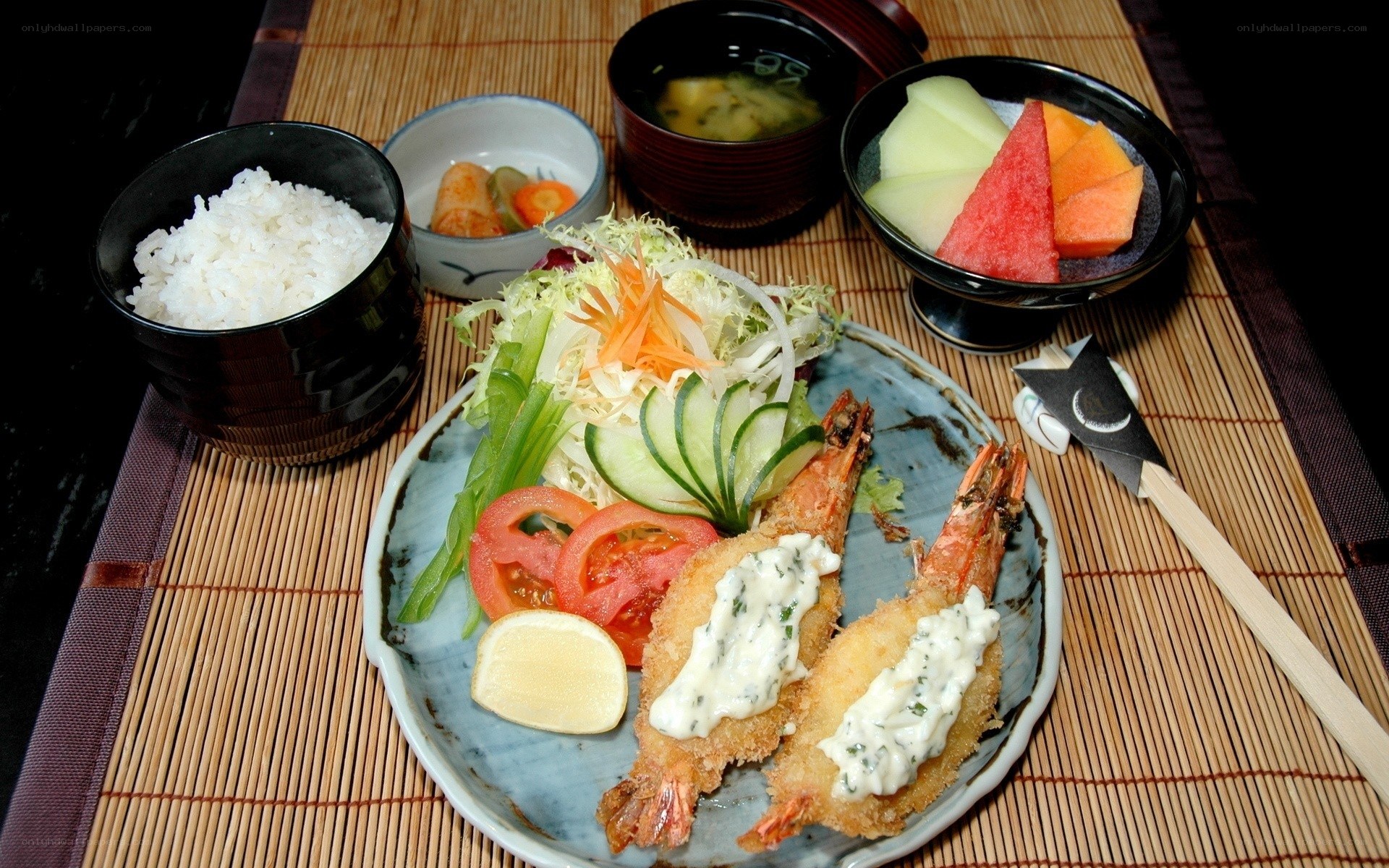 Japanese shrimp tempura meal