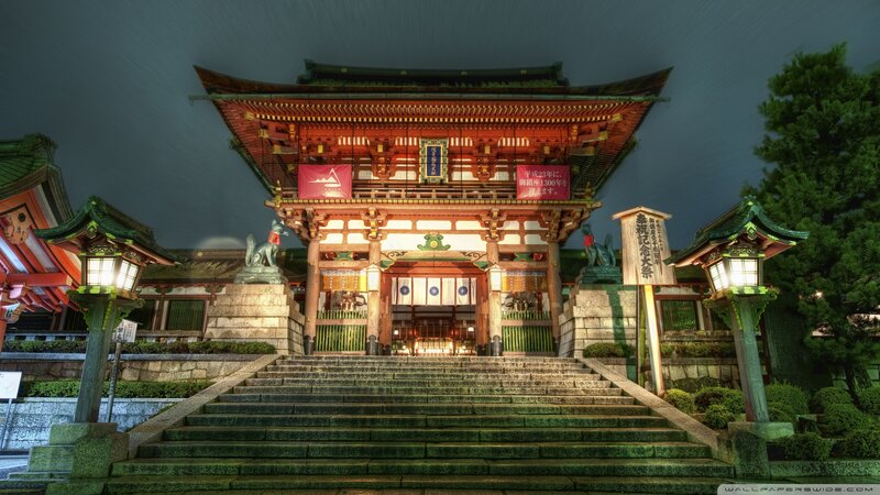 Japanese Shrine at Night