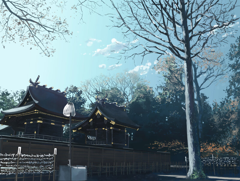 Japanese shrine in autumn