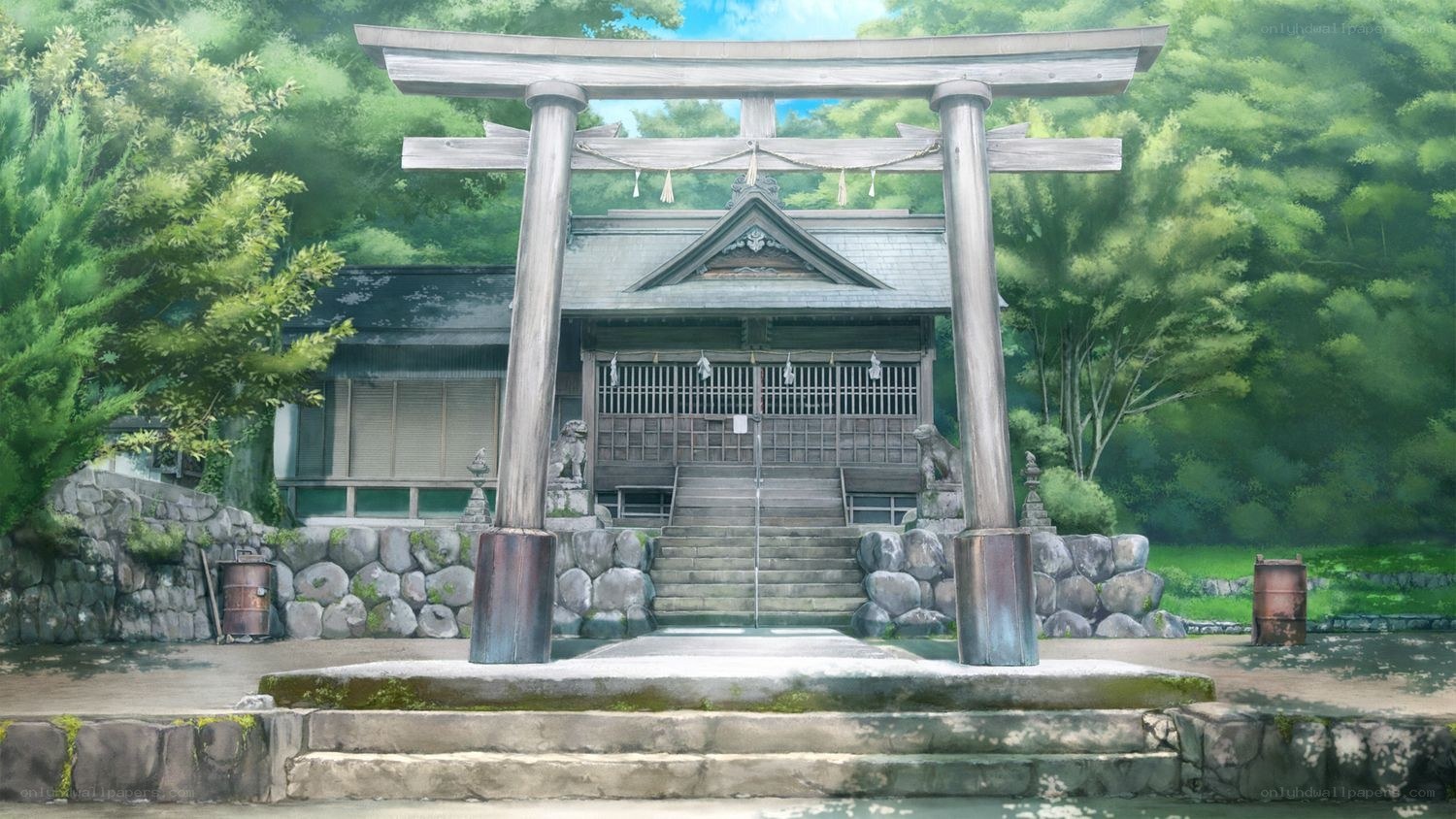 Japanese shrine in forest