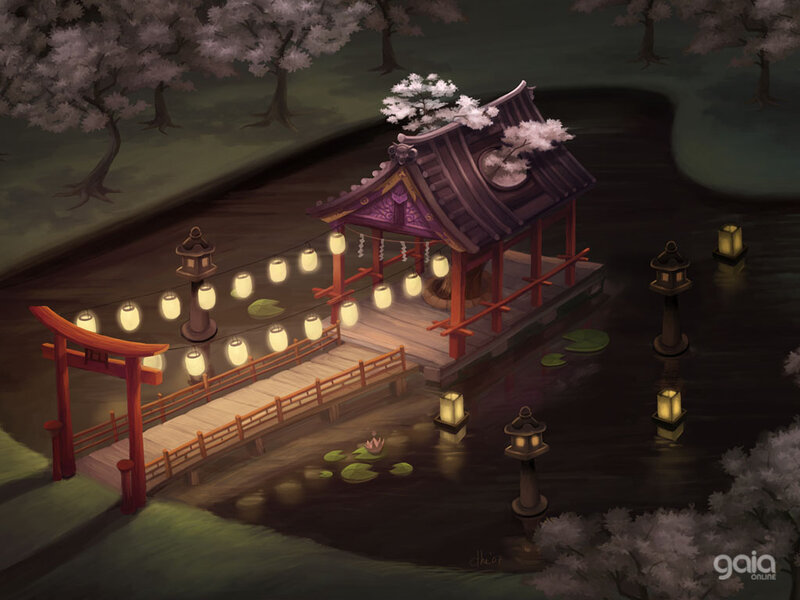 Japanese Shrine on Pond