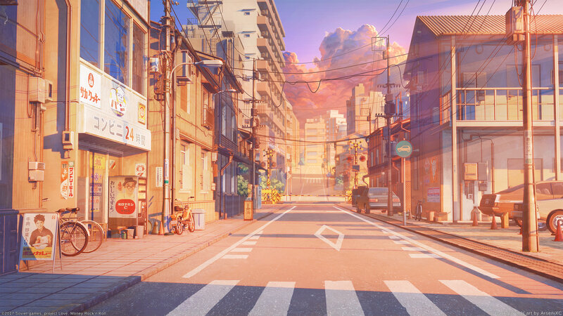 Japanese Street at Sunset — Orange, Serene